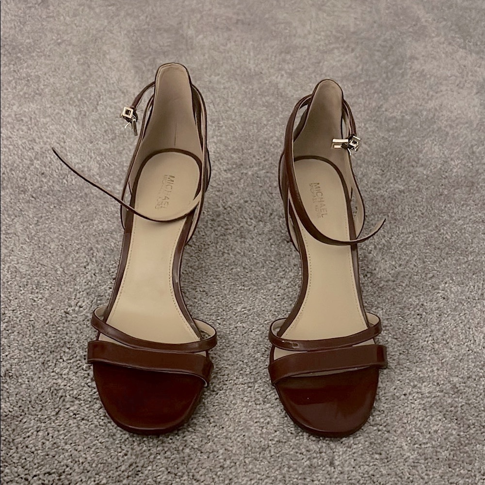 Size 8.5 Michael Kors Kimberly Burgundy/Dark Berry Heels with Ankle Strap